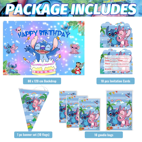 Stitch Themed Birthday Party Decor and Supplies
